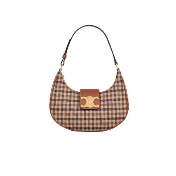 Celine Handbags - MEDIUM AVA TRIOMPHE BAG in Tartan Textile and calfskin
